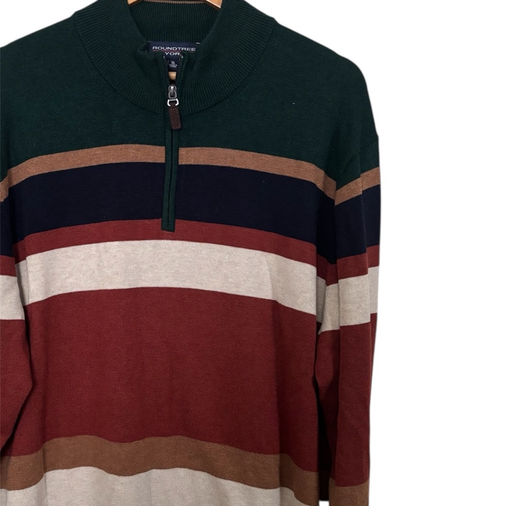 NWT Roundtree & Yorke Striped Quarter-Zip Sweater